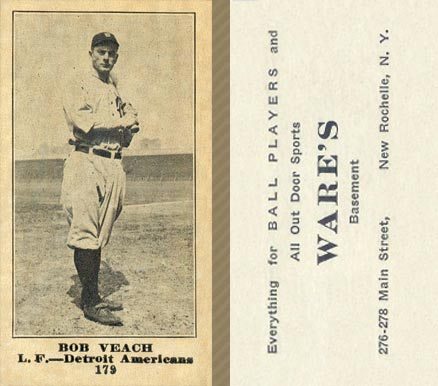 1916 Wares Bob Veach #179 Baseball Card
