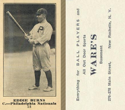 1916 Wares Eddie Burns #18 Baseball Card