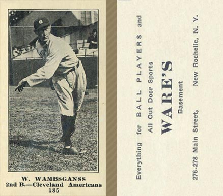 1916 Wares W. Wambsganss #185 Baseball Card