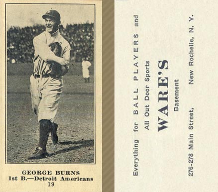 1916 Wares George Burns #19 Baseball Card