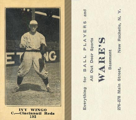 1916 Wares Ivy Wingo #193 Baseball Card