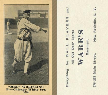 1916 Wares Mel Wolfgang #194 Baseball Card