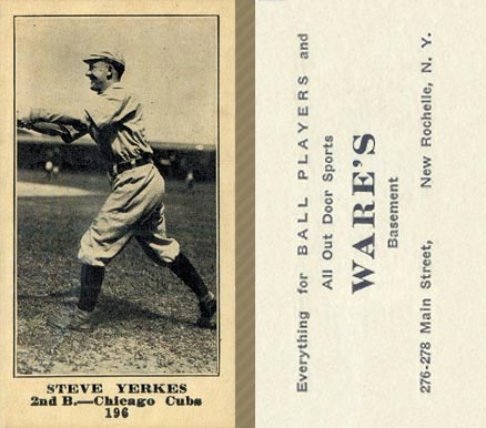 1916 Wares Steve Yerkes #196 Baseball Card