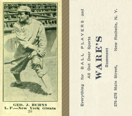 1916 Wares Geo. J. Burns #20 Baseball Card