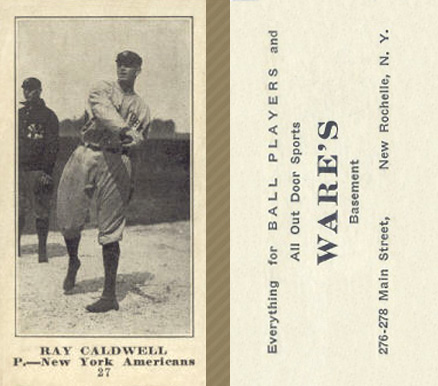 1916 Wares Ray Caldwell #27 Baseball Card