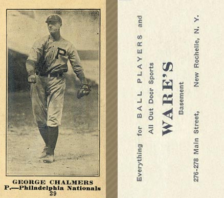1916 Wares George Chalmers #29 Baseball Card