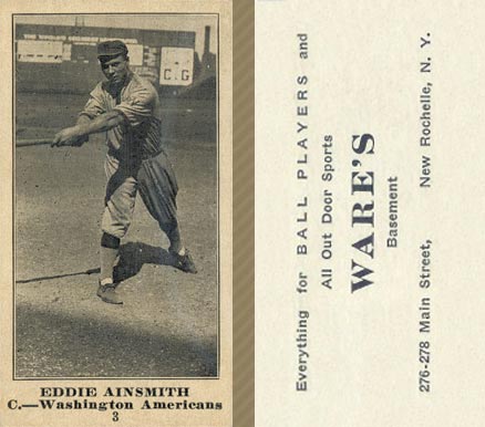 1916 Wares Eddie Ainsmith #3 Baseball Card