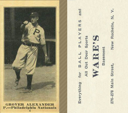 1916 Wares Grover Alexander #4 Baseball Card