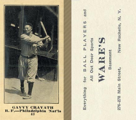 1916 Wares Gavvy Cravath #40 Baseball Card