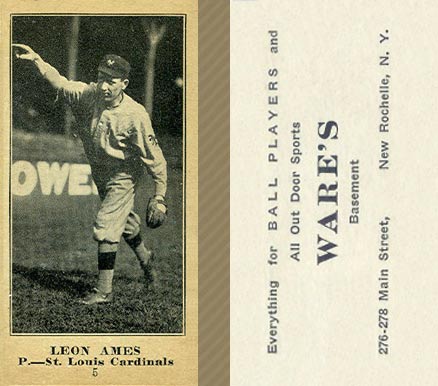 1916 Wares Leon Ames #5 Baseball Card