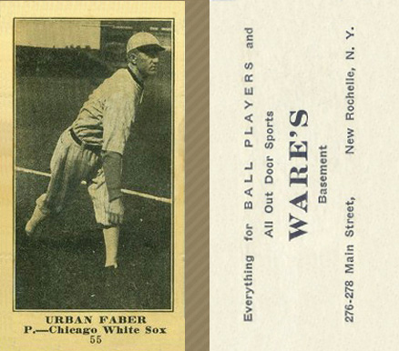 1916 Wares Urban Faber #55 Baseball Card