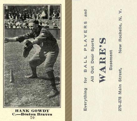1916 Wares Hank Gowdy #70 Baseball Card