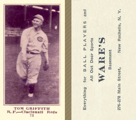 1916 Wares Tom Griffith #73 Baseball Card