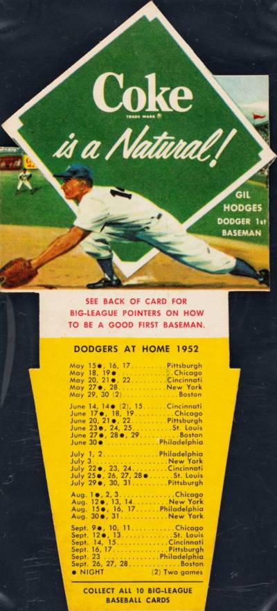 1952 Coca-Cola Playing Tips Gil Hodges # Baseball Card