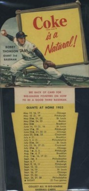 1952 Coca-Cola Playing Tips Bobby Thomson # Baseball Card