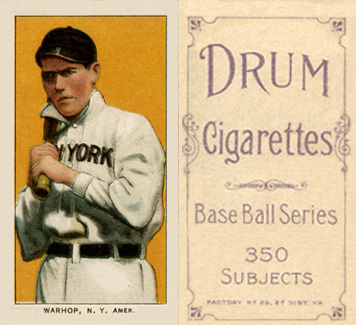 1909 White Borders Drum 350 Warhop, N.Y. Amer. #500 Baseball Card