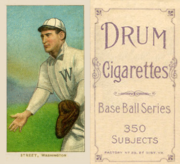1909 White Borders Drum 350 Street, Washington #470 Baseball Card