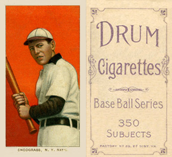 1909 White Borders Drum 350 Snodgrass, N.Y. Nat'L #453 Baseball Card