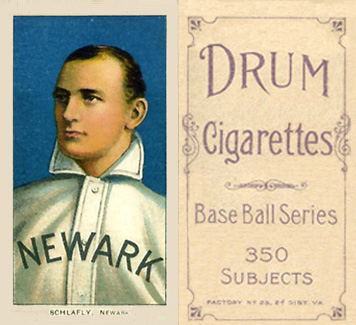 1909 White Borders Drum 350 Schlafly, Newark #423 Baseball Card
