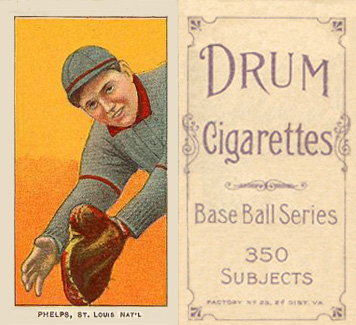 1909 White Borders Drum 350 Phelps, St. Louis Nat'L #392 Baseball Card