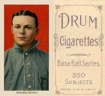 1909 White Borders Drum 350 Mullen, Detroit #347 Baseball Card