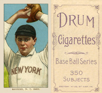 1909 White Borders Drum 350 Manning, N.Y. Amer. #302 Baseball Card