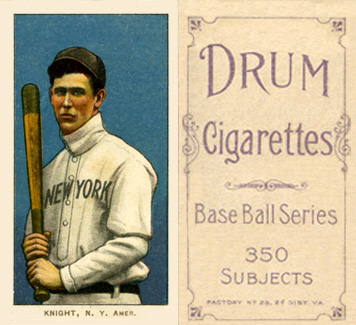 1909 White Borders Drum 350 Knight, N.Y. Amer. #261 Baseball Card