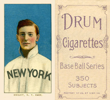 1909 White Borders Drum 350 Knight, N.Y. Amer. #260 Baseball Card