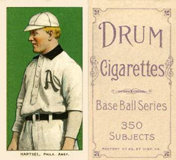 1909 White Borders Drum 350 Hartsel, Phila. Amer. #206 Baseball Card