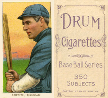 1909 White Borders Drum 350 Griffith, Cincinnati #195 Baseball Card