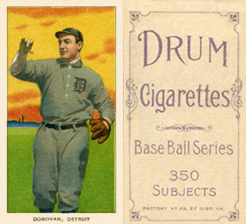 1909 White Borders Drum 350 Donovan, Detroit #136 Baseball Card