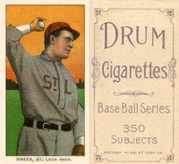 1909 White Borders Drum 350 Dineen, St. Louis Amer. #130 Baseball Card