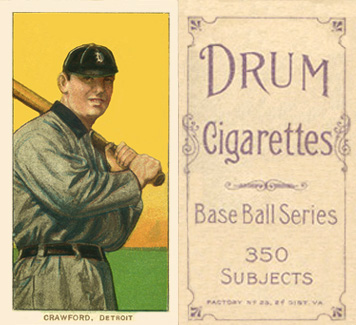 1909 White Borders Drum 350 Crawford, Detroit #112 Baseball Card