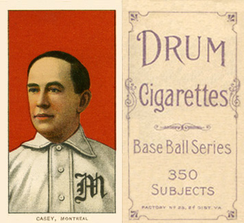 1909 White Borders Drum 350 Casey, Montreal #75 Baseball Card