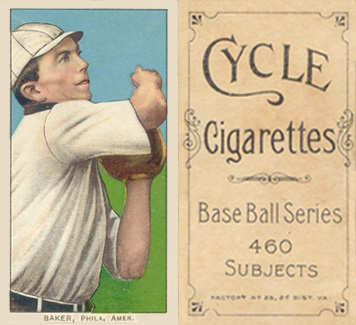 1909 White Borders Cycle 460 Baker, Phila. Amer. #15 Baseball Card