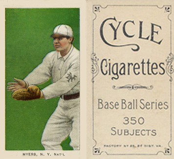 1909 White Borders Cycle 350 Myers, N.Y. Nat'L #355 Baseball Card