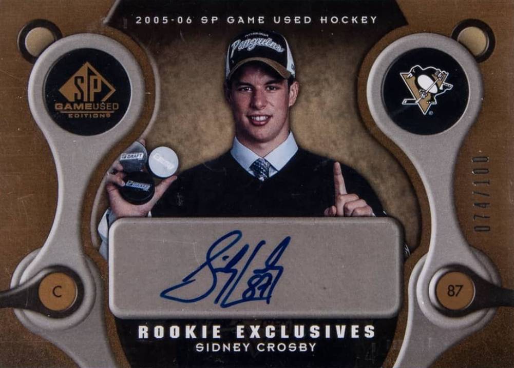 2005 SP Game Used Rookie Exclusives Autograph Sidney Crosby #RE-SC Hockey Card