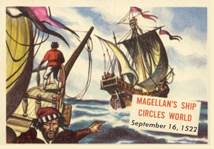 1954 Topps Scoop Magellan's ship circles world #103 Non-Sports Card