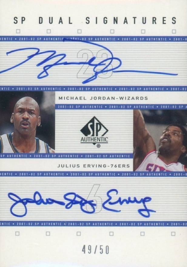 2001 SP Authentic Dual Signatures Julius Erving/Michael Jordan #MJ/DR Basketball Card