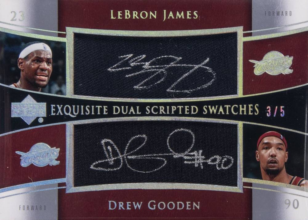 2004 Upper Deck Exquisite Collection Dual Scripted Swatches LeBron James/Drew Gooden #SS2JG Basketball Card