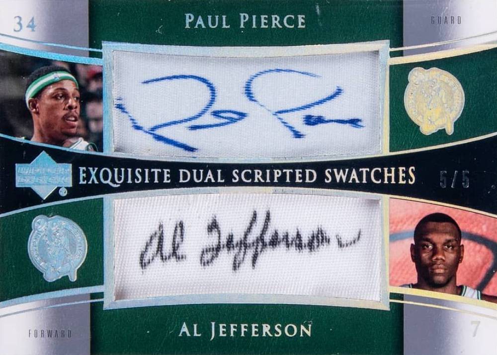 2004 Upper Deck Exquisite Collection Dual Scripted Swatches Paul Pierce/Al Jefferson #SS2PJ Basketball Card