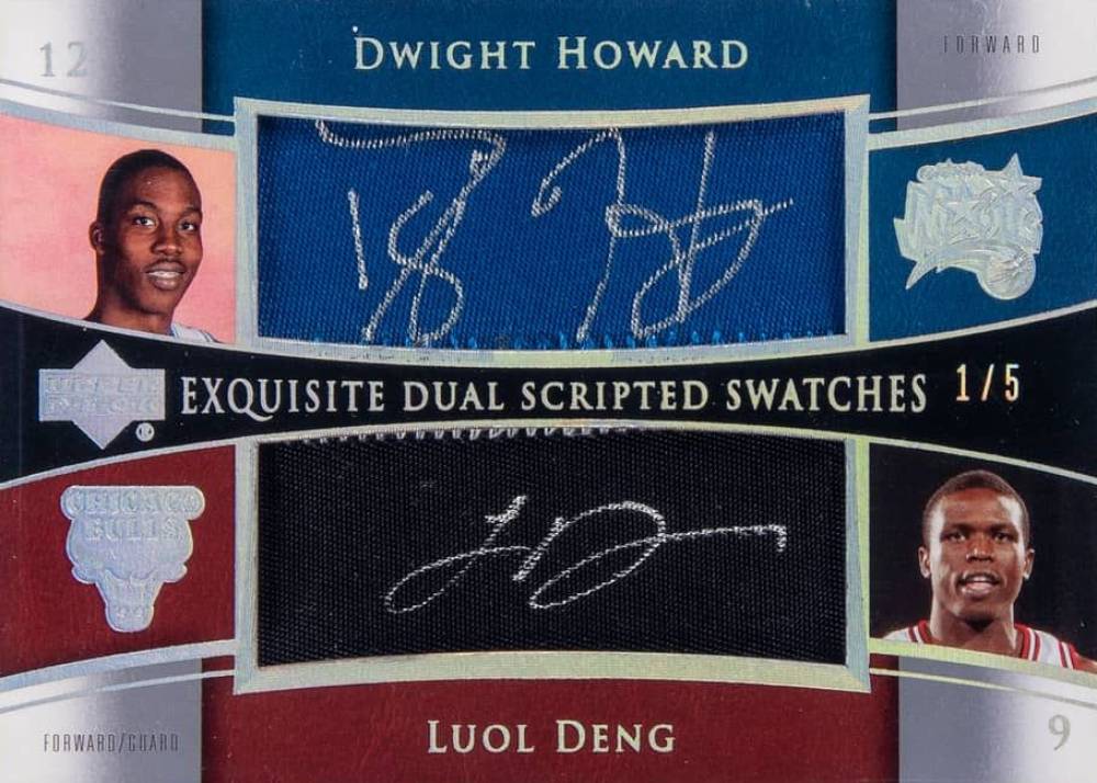2004 Upper Deck Exquisite Collection Dual Scripted Swatches Dwight Howard/Luol Deng #SS2HD Basketball Card