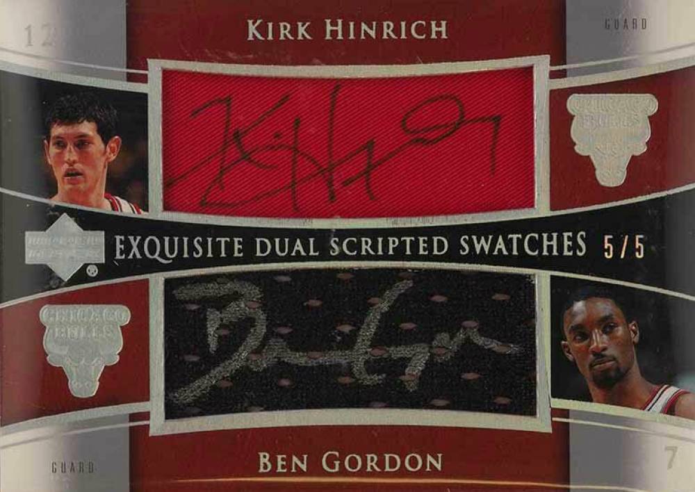 2004 Upper Deck Exquisite Collection Dual Scripted Swatches Kirk Hinrich/Ben Gordon #SS2HG Basketball Card
