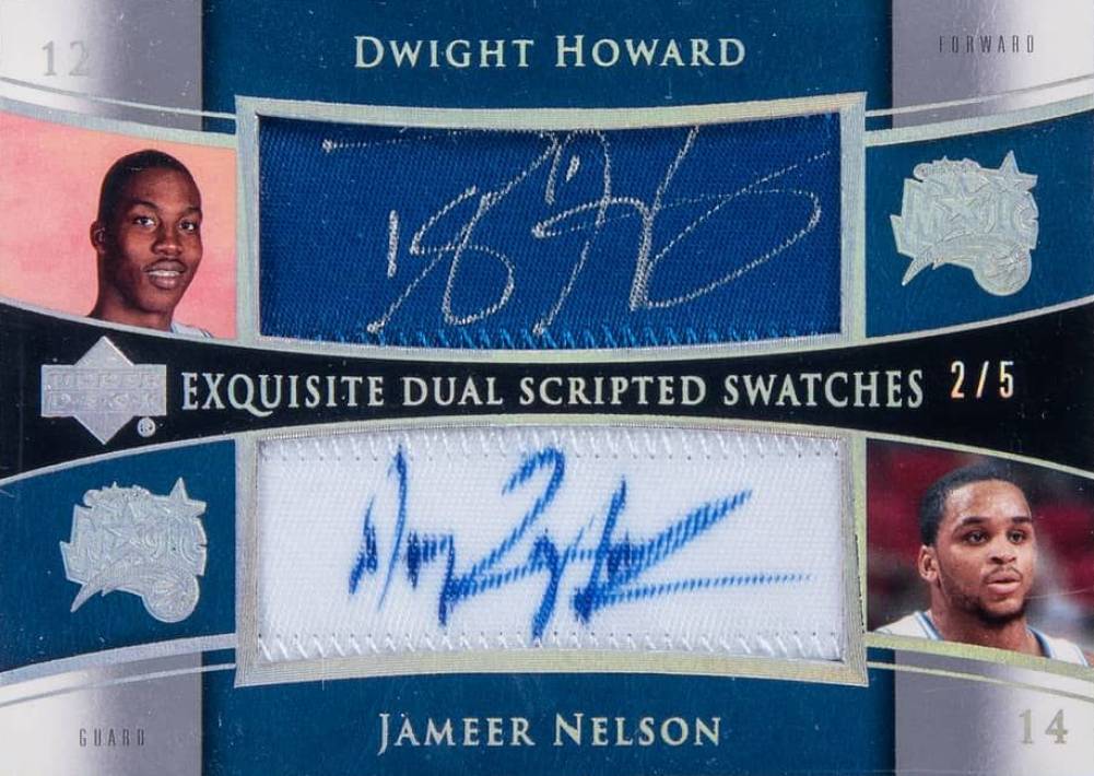 2004 Upper Deck Exquisite Collection Dual Scripted Swatches Dwight Howard/Jameer Nelson #SS2HN Basketball Card