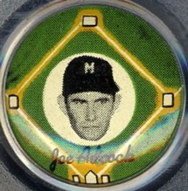 1956 Yellow Basepath Pin Joe Adcock # Baseball Card