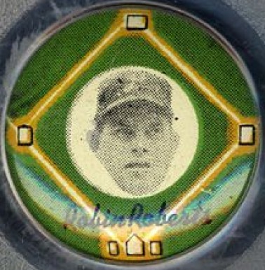 1956 Yellow Basepath Pin Robin Roberts #27 Baseball Card