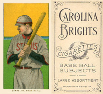 1909 White Borders Carolina Brights Evans, St. Louis Amer. #165 Baseball Card