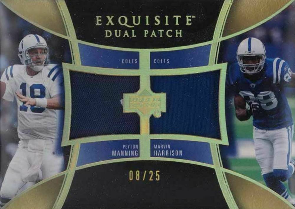 2005 Upper Deck Exquisite Collection Dual Patch Peyton Manning/Marvin Harrison #E2PMH Football Card