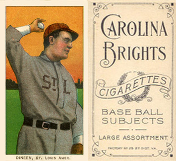 1909 White Borders Carolina Brights Dineen, St. Louis Amer. #130 Baseball Card
