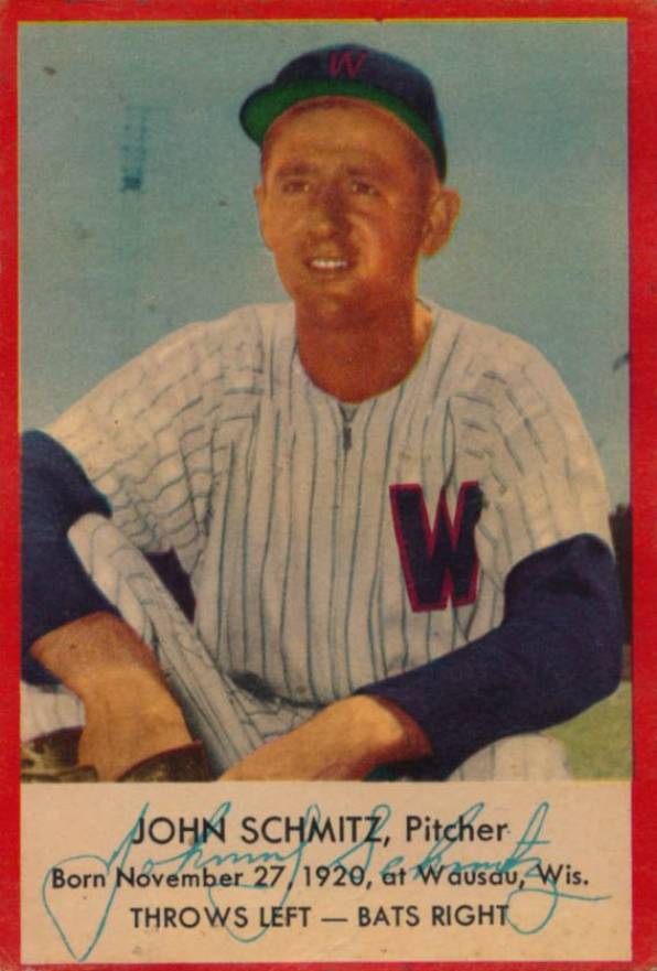 1953 Briggs Meats John Schmitz #28 Baseball Card